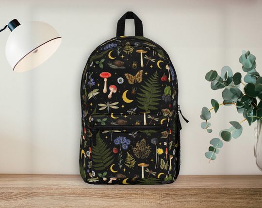 Cute Cottagecore backpack, Mushroom backpack, Overnight Bag, Back to school