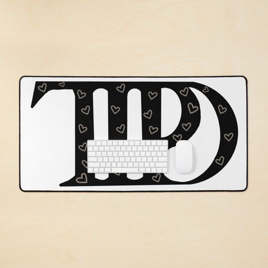 Tortured Poets Department with hearts Desk Mat