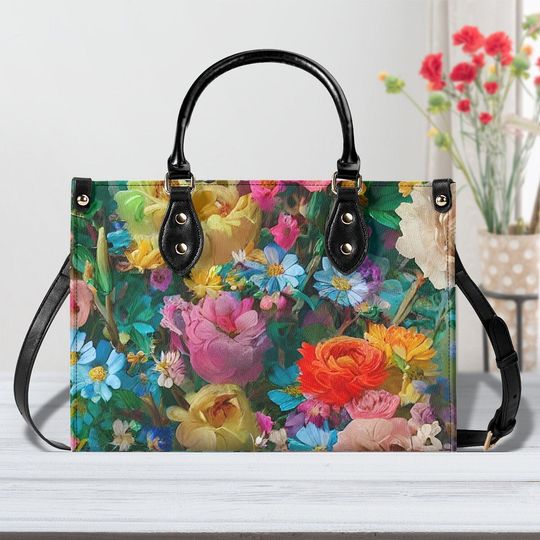 Cute Floral Leather Handbag, Beautiful Flower Leather Handbag