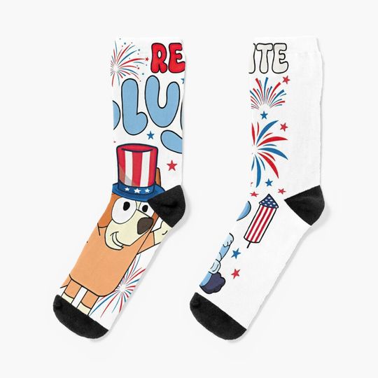 Retro 4th of July, Fourth Of July BlueyDad Independence Day Socks