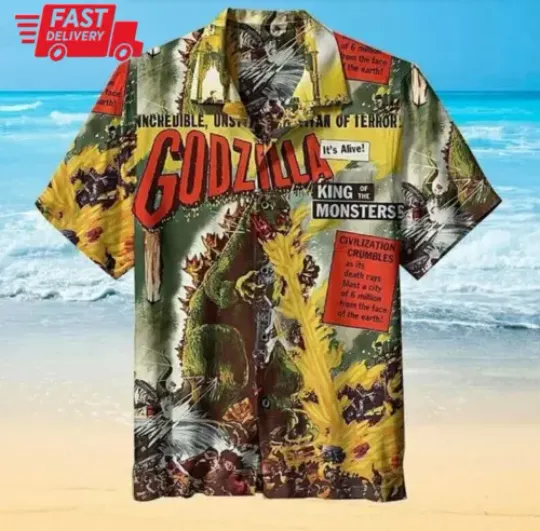 god zilla King Of Monsters Unisex Hawaiian Shirt Halloween Gift