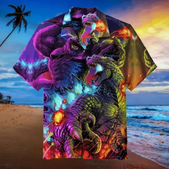 god zilla VS. Kong Hawaiian Shirt For Fan, Gift For Men And Women