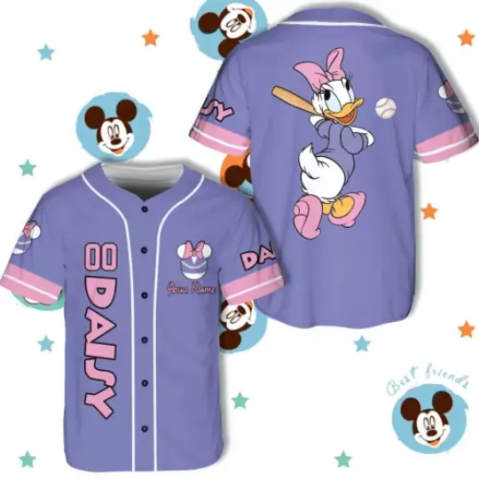 Custom Name Daisy Duck Baseball Jersey, Game Day Baseball Jersey