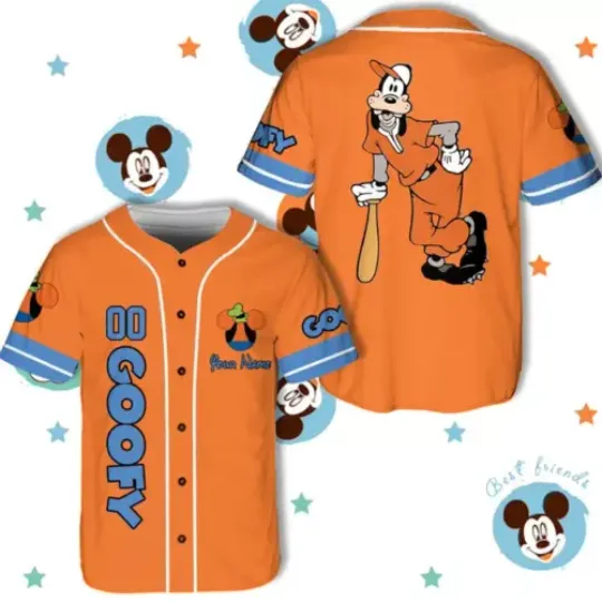 Personalize Goofy Dog Character Baseball Jersey, Game Day Baseball Shirt