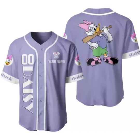Personalized Daisy Duck Playing 3D Baseball Jersey Shirt Halloween Gift
