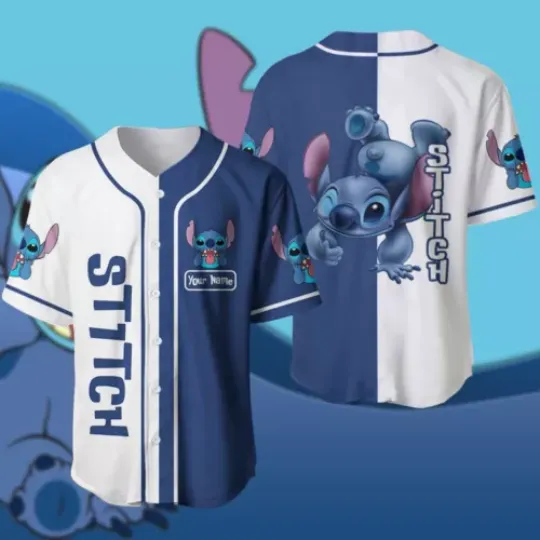 Stitch Baseball Jersey with Custom Name, Jersey Shirt