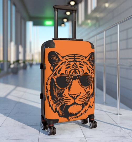 Cool Tiger Stunning Orange Background Holiday Travel Bag Suitcase