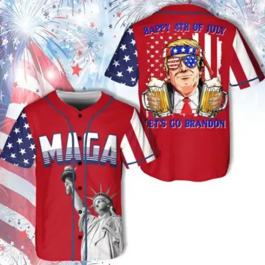 Happy 4Th Of July Let's Go Brandon Beer Baseball Jersey