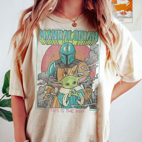 Retro Mandalorian Boba Fett And Baby Yoda Shirt