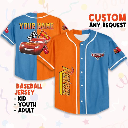 Personalize Cars Lightning McQueen Awesome, Disney Baseball Jersey Shirt