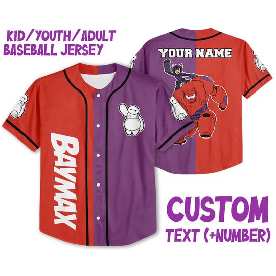 Personalize baymax vs Hiro, Custom Unisex Big White Robot Baseball Jersey Shirt