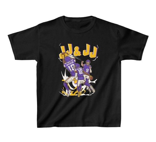 Kids T-Shirt Justin Jefferson and JJ McCarthy Jj & Jj Cartoon YOUTH Sizes