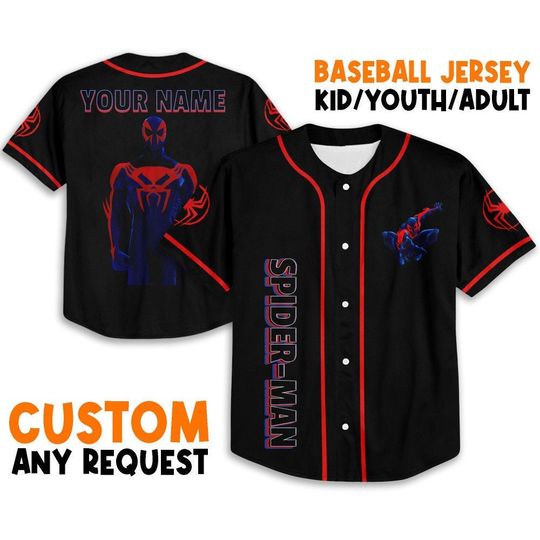 Personalize Spider Man Across the Spider Verse 2099 fly, Disney Baseball Jersey Shirt