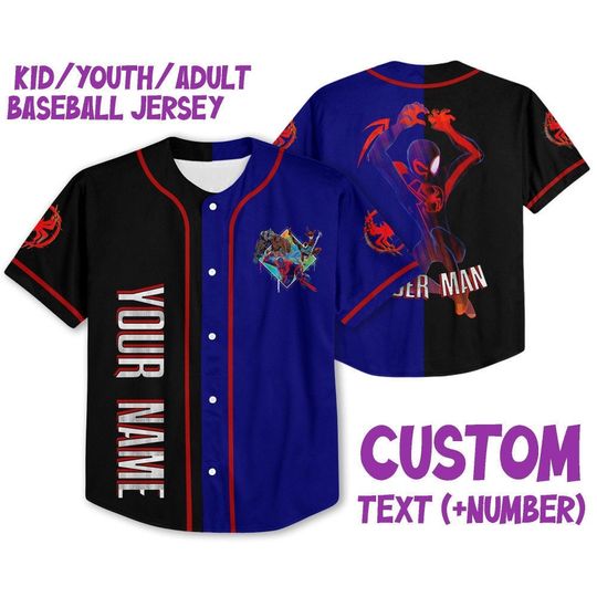 Personalize Spider Man Across The Spider Verse Colorful, Disney Baseball Jersey Shirt