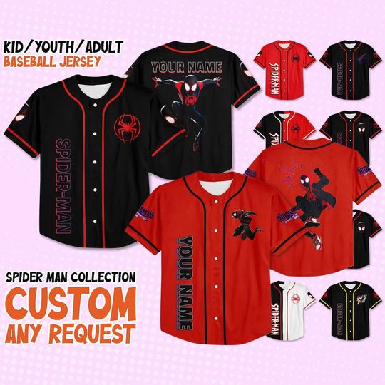 Custom Spider Man Across the Spider VerseBaseball Jersey Shirt, Disney Birthday Gift