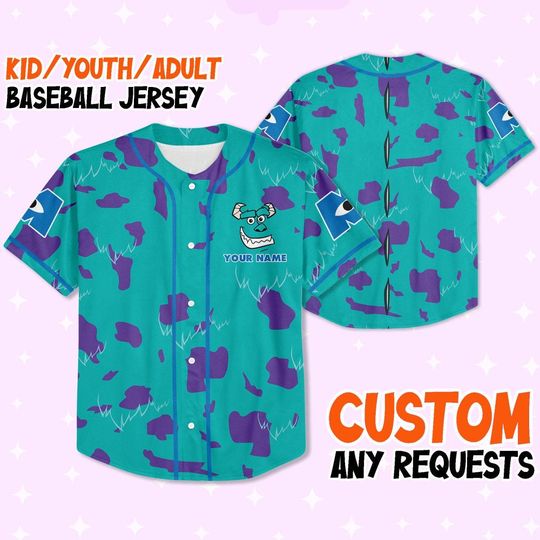 Personalized Disney Monsters Inc Cosplay Sully Suit Baseball Jersey Shirt