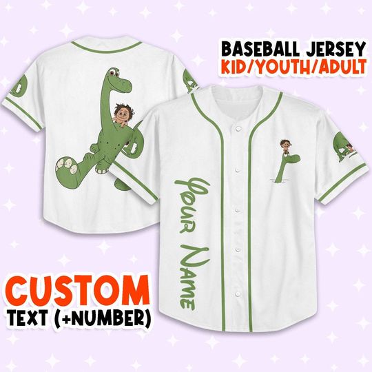 Personalized Disney The Good Dinosaur Spot And Arlo Baseball Jersey Shirt