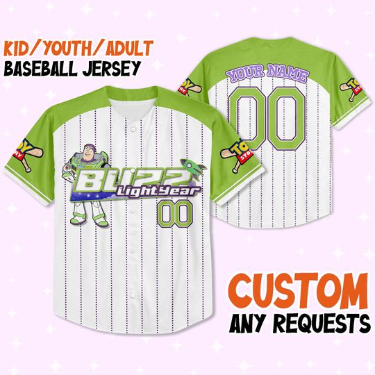Disney Toy Story Buzz Lightyear Baseball, Custom Kids, Youth, Adult Disney Baseball Jersey