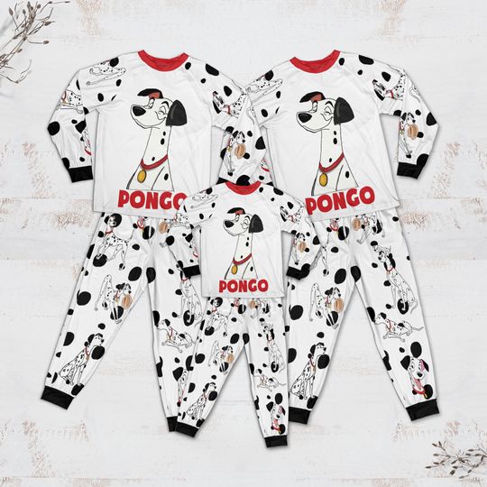 Funny 101 Dog Pongo Family Couples Matching Pajamas Set, Lovely Cartoon Dog Pajamas Set