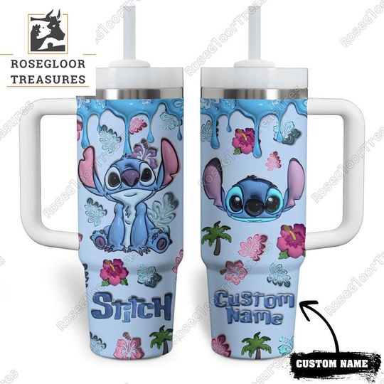 Stitch Tumbler 40 Oz, Stitch Stainless Tumbler With Handle Straw