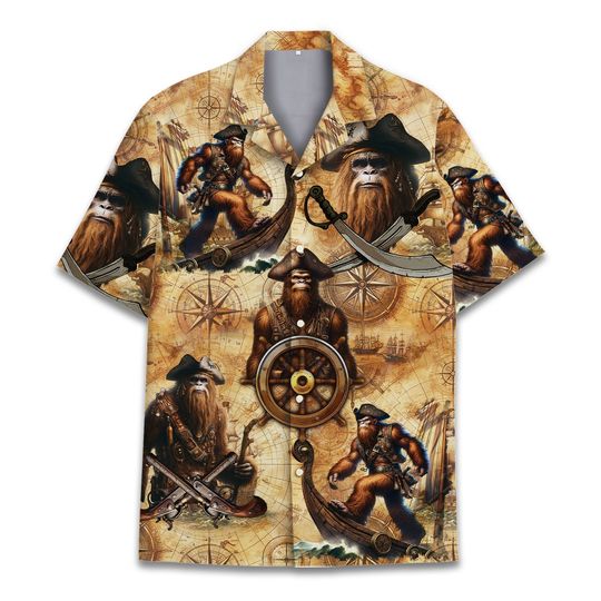 Bigfoot Pirate Hawaiian Shirt, Summer Vacation Shirt