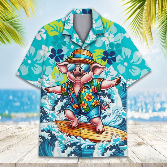 Pig Surfing Hawaiian Shirts For Men Women, Pig Lover Gifts