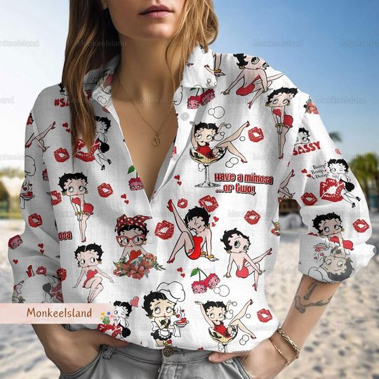 Betty Boop Women's Blouses, Women's Long Sleeve Shirt, Gift For Her