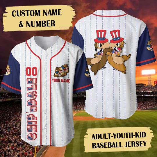 Chip N Dale July Day Baseball Jersey Custom, Animated Character 4th July Baseball Jersey