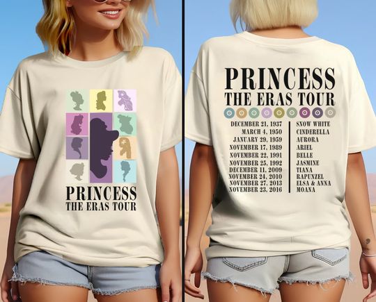 Two Sided Princess Eras Tour Shirt,Disneyland Princess