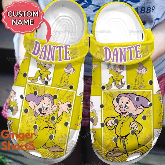 Custom Name Dopey Dwarf Unisex Shoes, Dopey Dwarf Sandals, Dopey Summer Shoes, Disney Summer Shoes