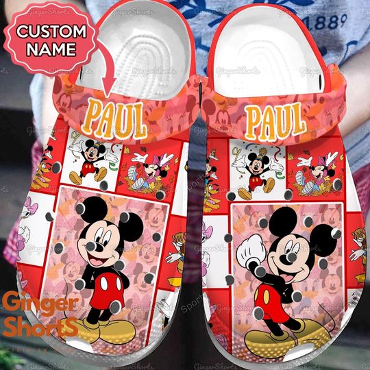Custom Name Mickey Shoes, Mickey Sandals, Disney Mouse Shoes, Mickey Summer Shoes