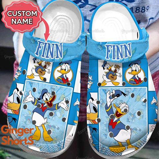 Custom Name Donald Shoes, Donald Duck Sandals, Disney Duck Shoes, Donald Summer Shoes, Mens Sandals