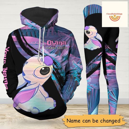 Personalized Stitch Ohana Means Family Hoodie And Leggings, Stitch Unisex Hoodie