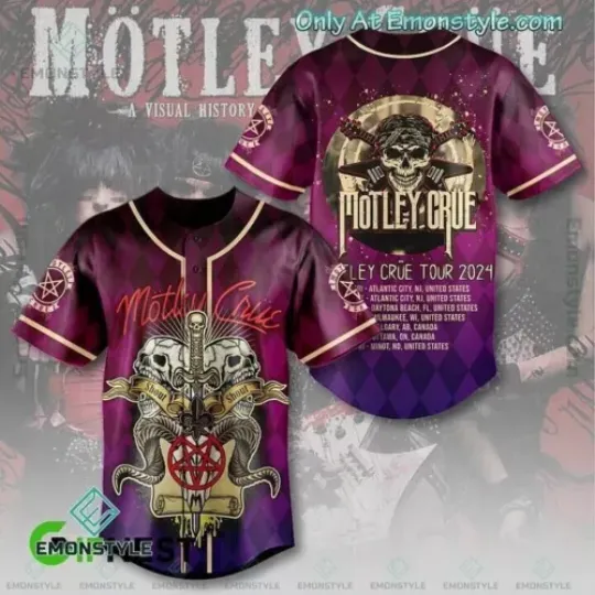 Rock the Stage in Style with the Motley Crue Tour 2024 Baseball Jersey