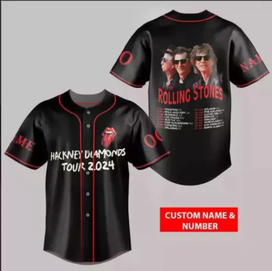 Personalized-The Rolling Stones Hackney Diamonds Tours 2024 Baseball Jersey