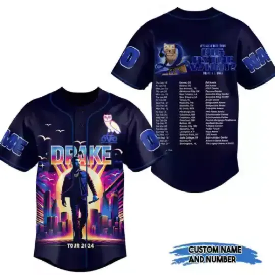 Drake J Cole Big As The What Tour 2024 Baseball Jersey 3D Unisex Shirt Men Women