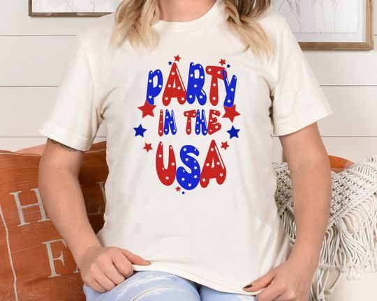 Party In The USA Shirt, America Tee, Independence Day Cotton Short Sleeve Men Women Kids Tee, Gift For Independence Day