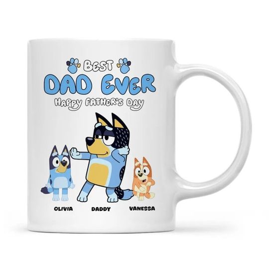Personalised BlueyDad Mug, Gift for Dad, Father's Day Gift Best Dad Ever