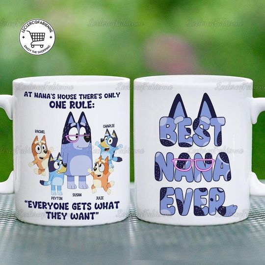Blue Dog Best Nana Ever Mug, Blue.y Dad Ceramic Mug, Blue Family Coffee Cup