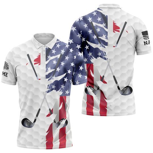 4th July American Flag Polo Shirt