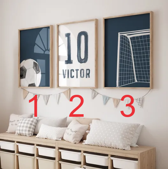 Custom Name Soccer Wall Art, Soccer Poster, Navy Boys Room Decor, Soccer Jersey Poster, Sports Gifts