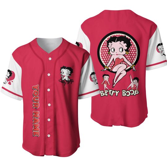 Custom Name Betty Boop Baseball Jersey