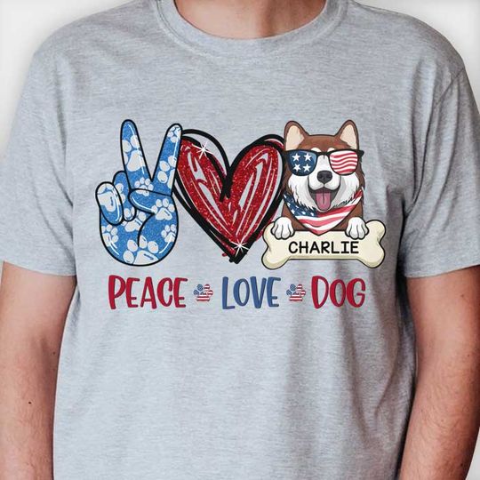 Peace And Love Custom Gift For 4th Of July Personalized Family Unisex T-Shirt