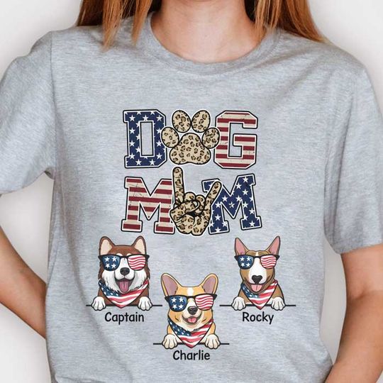 Dog Mom American Leopard Custom 4th Of July Gift Personalized Family Unisex T-Shirt
