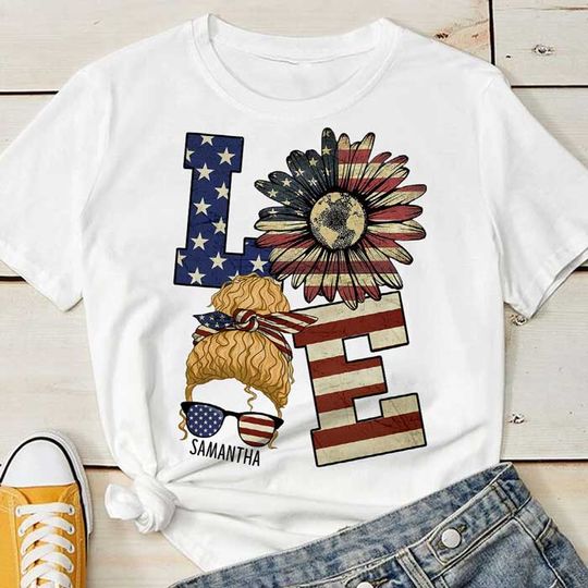 Love America Independence Day Custom Family Gift Personalized Unisex T-Shirt