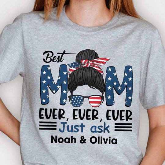 Best American Mom Independence Day Custom Family Gift Personalized Unisex T-Shirt