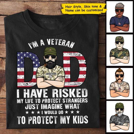 Veteran Dad Independence Day Custom Gift Personalized Unisex T-Shirt