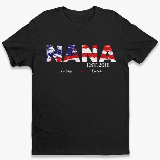 American Grandma Custom Gift For 4th Of July Personalized Family Unisex T-Shirt
