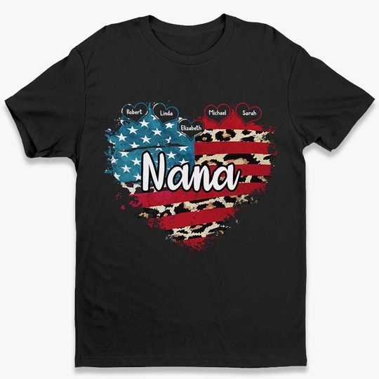 Grandma And Her Kids Custom Family Patriotic Independence Day Personalized Unisex T-Shirt