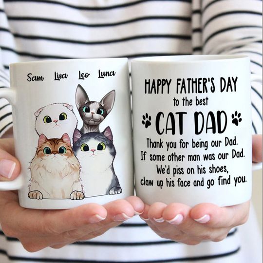 Thank You For Being Our Dad Funny Father's Day Gift Custom Cat Dad Personalized Mug